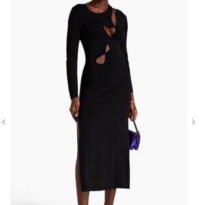 MAJE Cutout knit midi dress black